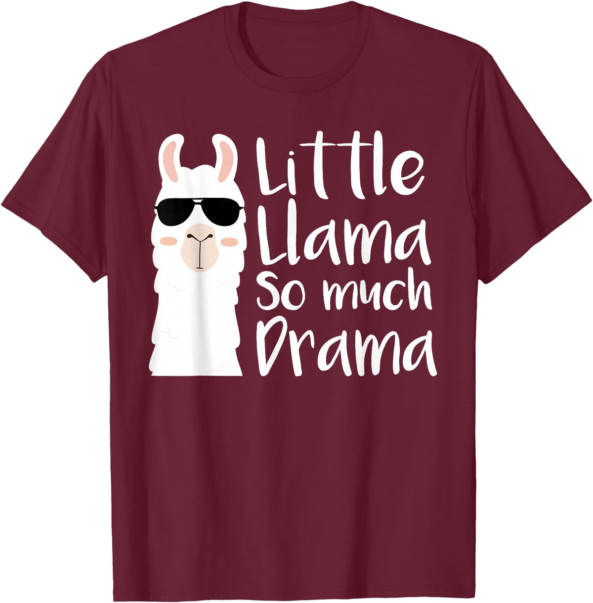 Mommy & Me Llama Co. Little Llama So much Drama Cool Kids Matching Family T-Shirt - Burgundy
