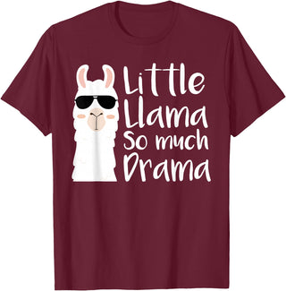 Mommy & Me Llama Co. Little Llama So much Drama Cool Kids Matching Family T-Shirt - Burgundy