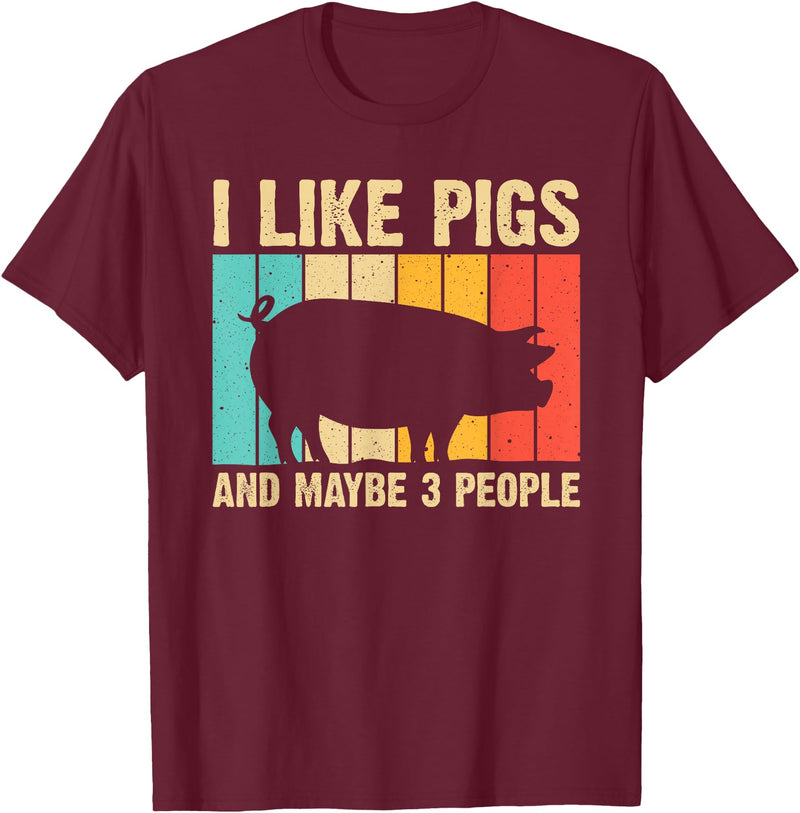 Cool Pig Gifts Farmer Pigs Accessories & Stuff Funny Pig for Men Women Farm Animal Swine Vintage Pig Lovers T-Shirt - Burgundy