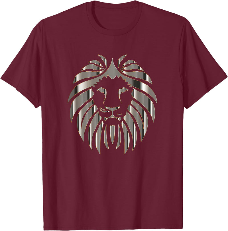 Teeshire Lion Head Tshirts Silver Lion Head Portrait Safari Animal Novelty Gift T-Shirt T-Shirt - Burgundy