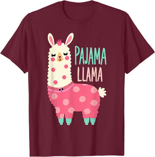 Two Suns Llama Design Lama Pajama T-Shirt - Burgundy