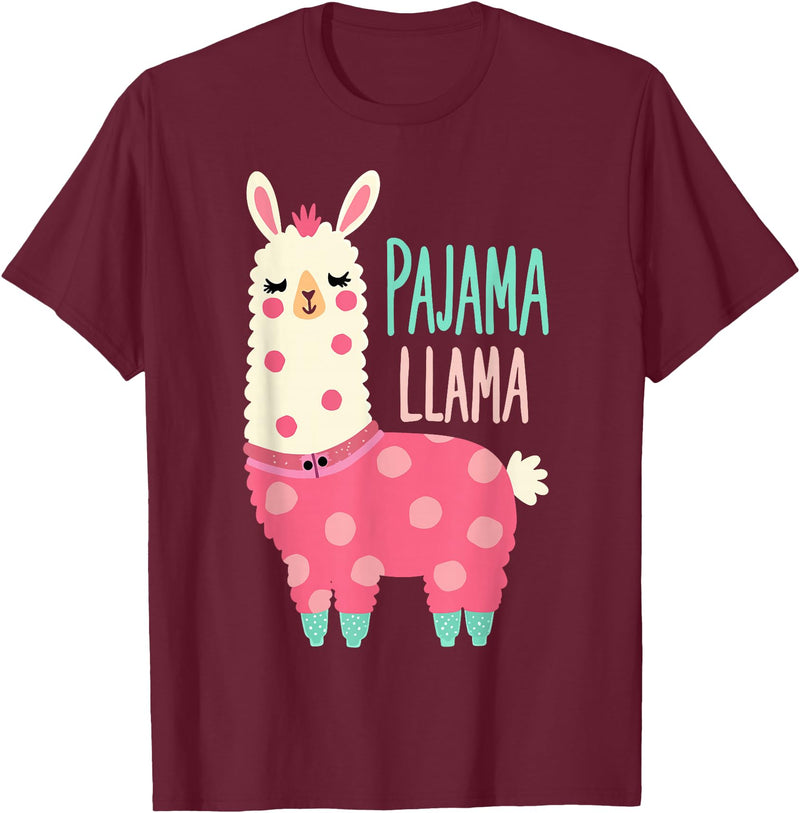Two Suns Llama Design Lama Pajama T-Shirt - Burgundy