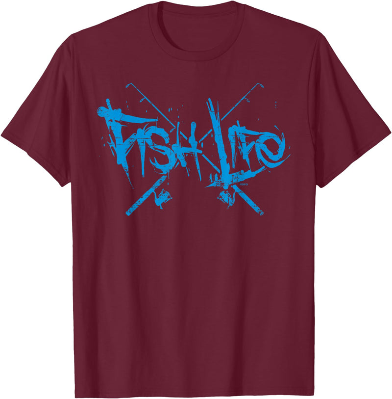 NOFO Clothing Co Fish Life, Fishing T-Shirt T-Shirt - Burgundy