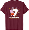 Peppa Pig It's My 7th Birthday Holiday Stars Celebration T-Shirt - Burgundy