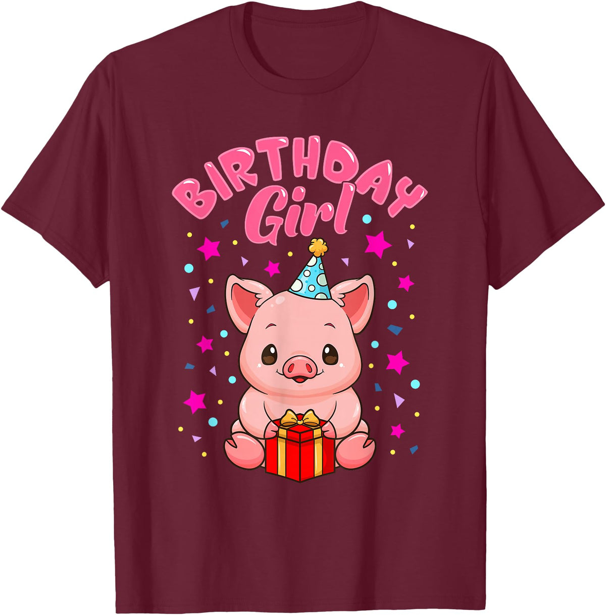 CC Piggy Stuff Pig Birthday Girl Piggy Party Gift Women T-Shirt - Burgundy