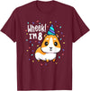 Guinea Pig Birthday by Joy Haus Guinea Pig Birthday Party Wheek Kids 8 Year Old 8th Outfit T-Shirt - Burgundy