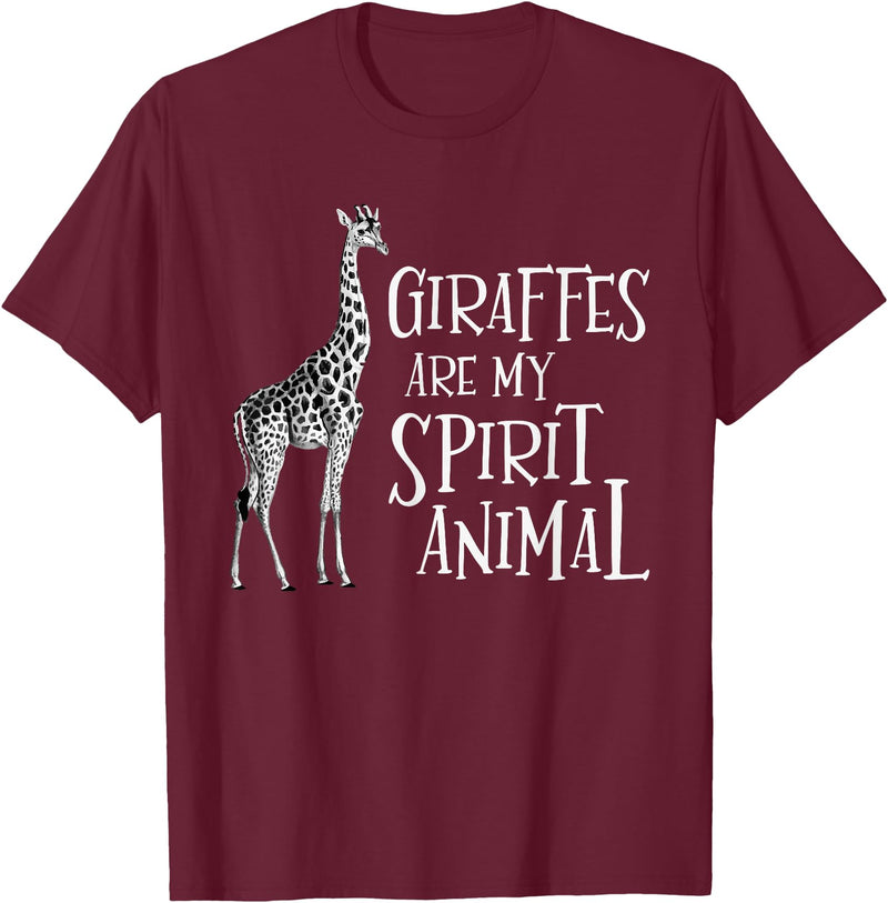 Funny Giraffe Shirts Giraffes Are My Spirit Animal - Zoo Lover Animal Wildlife T-Shirt - Burgundy