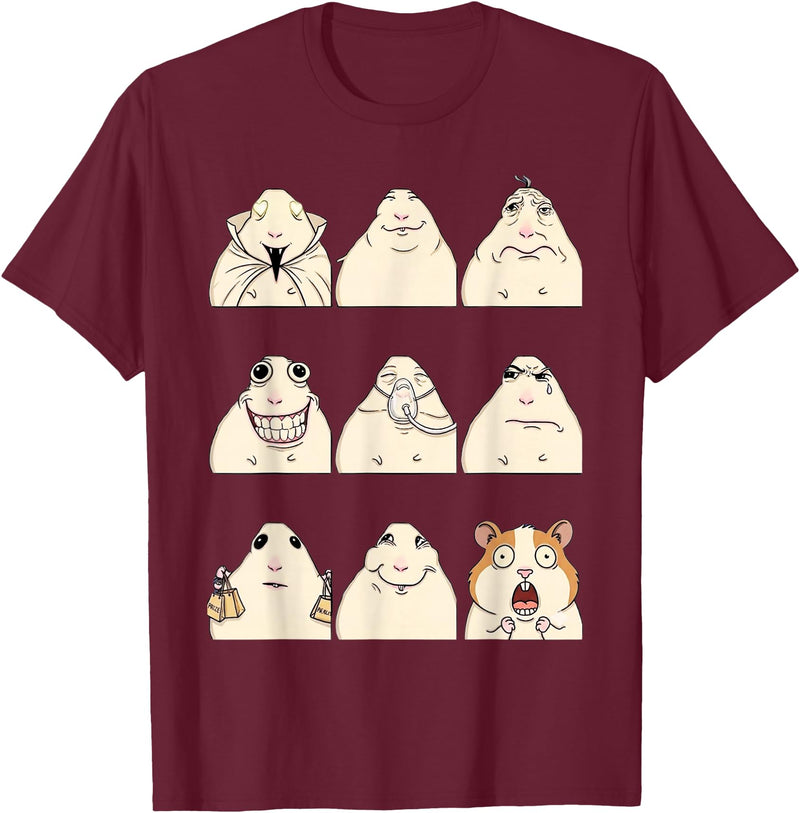 Hamster Reaction Meme Kids Boys Girls Men and Women T-Shirt - Burgundy