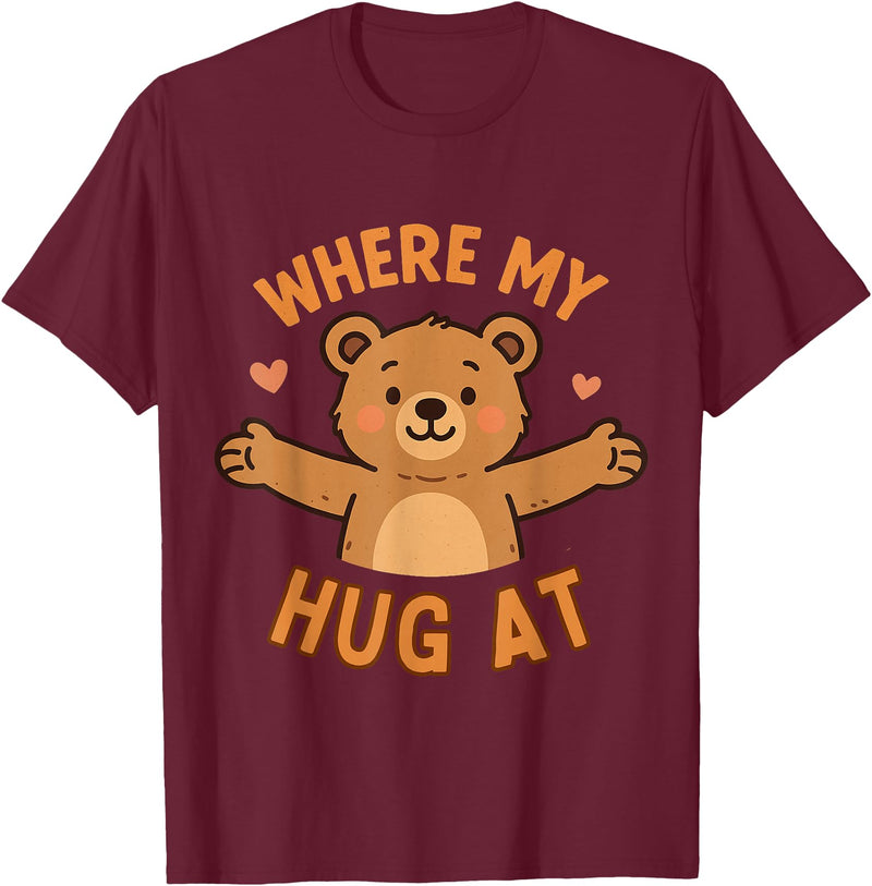 Where My Hug At Co. Where My Hug at Bear Hug Graphic T-Shirt - Burgundy