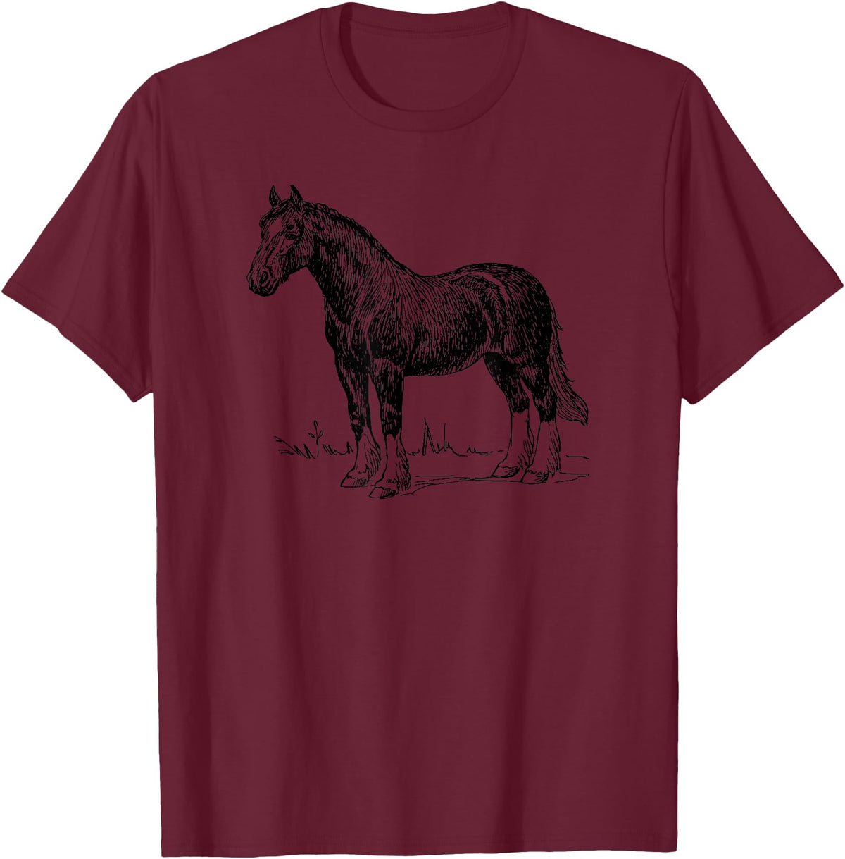 Horse Clydesdale Shirts Horse Clydesdale Workhorse Simple Graphic T-shirt T-Shirt - Burgundy
