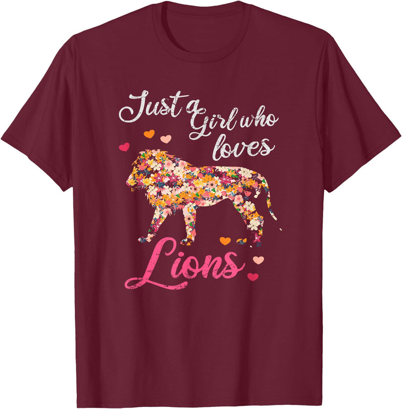 Just a girl who loves lions T-Shirt - Burgundy