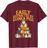 Guinea Pig Shirts For Men Women Kids Gift Easily Distracted by Guinea Pigs Funny Cavy Men Women Kids T-Shirt - Burgundy