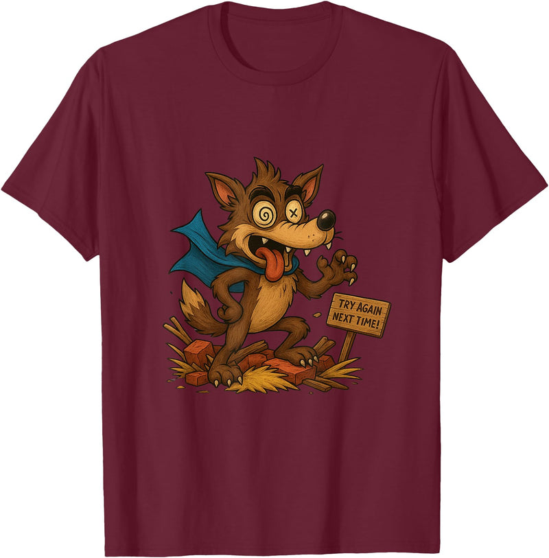 Three Hero Pigs Storytime Legends Bad Wolf in personalized costume 3 Pigs on the back T-Shirt - Burgundy