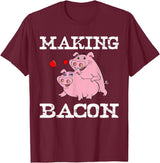 Funny Bacon Tee Gifts for Men Women Funny Pigs Making Bacon Tee Cute Pork Breakfast Tee Women T-Shirt - Burgundy