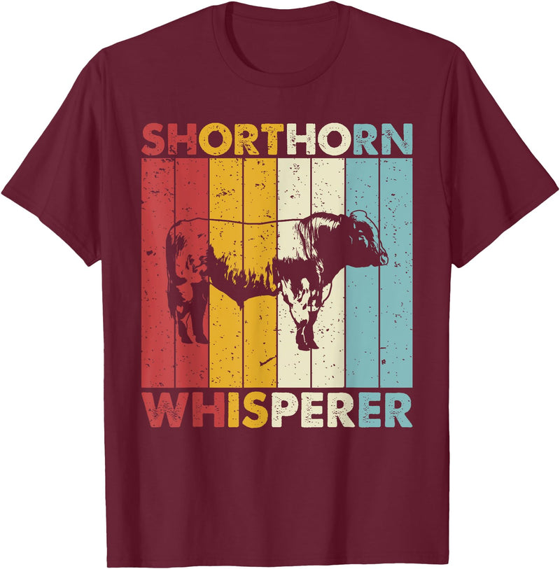 Shorthorn Gift for Men, Women & Kids Cattle Dad Mom Cow Whisperer - Farmer Breeder Shorthorn T-Shirt - Burgundy