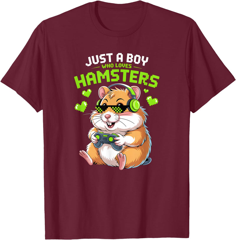 Boys Hamster T-Shirt - Burgundy
