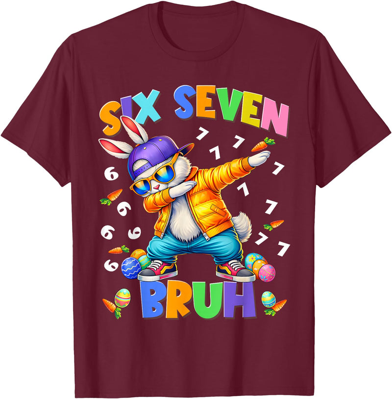 Bruh Happy Easter Bunny Dabbing Rabbit Men Boy Kid T-Shirt in Burgundy