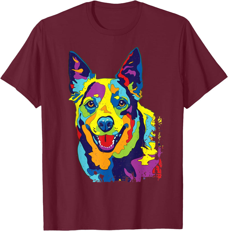 Funny Dog Lover Shirts Cattle Dog Shirt Funny Australian Cattle Dog Pop-Art Shirt T-Shirt - Burgundy