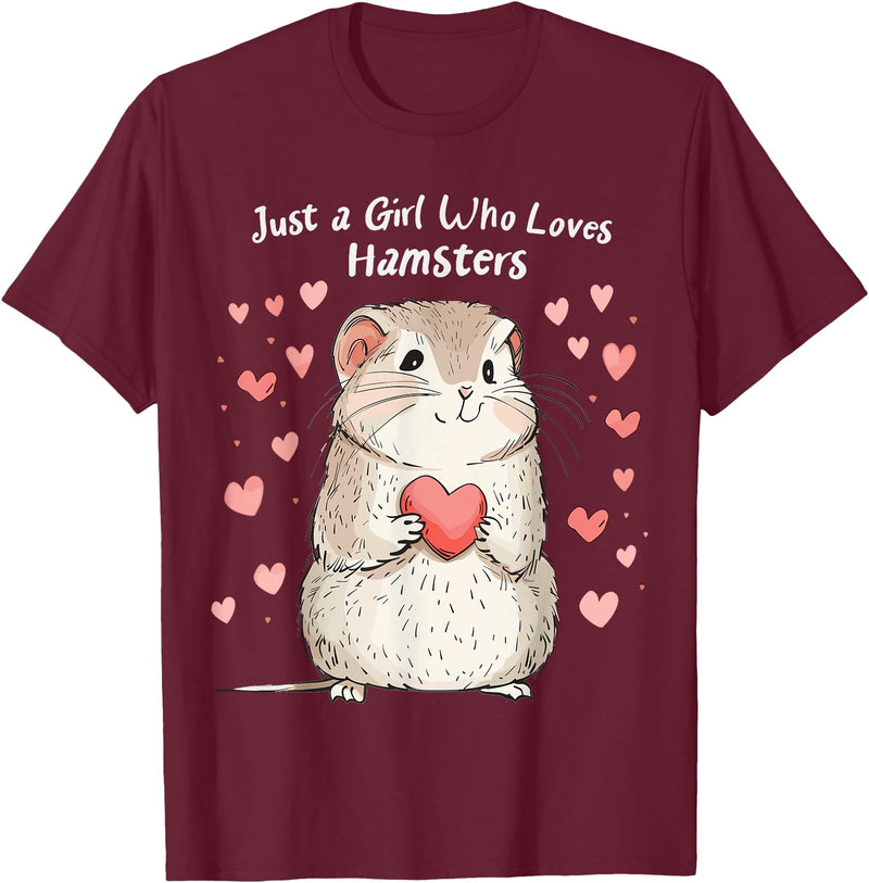 Cute Hamster Lovers Gift This Girl Loves Her Hamster T-Shirt - Burgundy