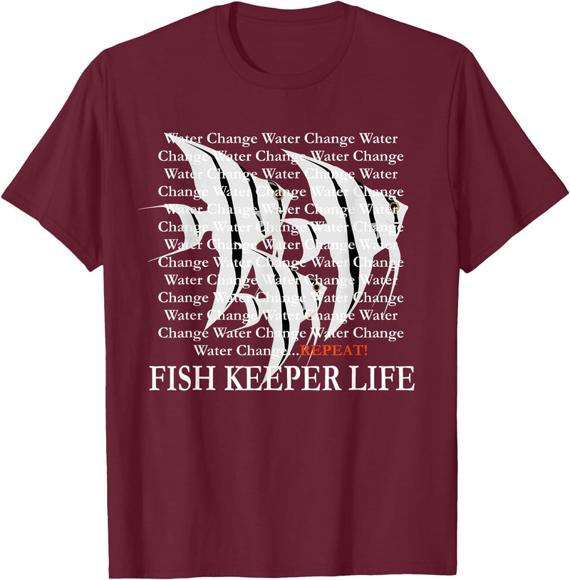 Pinoy Angelfish, Fish Keeping Hobby Aquarist Gifts Water Change Repeat Fish Keeper Life, Tropical Angelfish T-Shirt - Burgundy