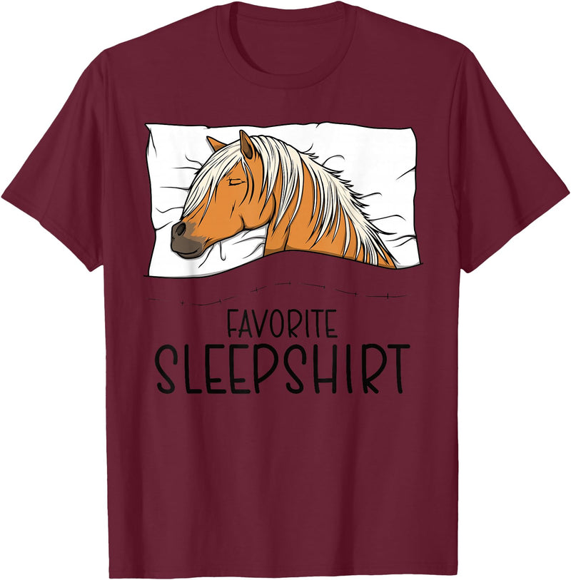 Sleeping & Napping Shirt Gifts For Nap Lovers Favorite Sleepshirt Haflinger Horse, Napping Horse Pajama T-Shirt - Burgundy