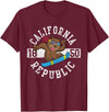 California Gift Kids Boys Girls Men Women Mom Dad California Republic Bear Snowboarder Snowboarding Snowboard T-Shirt - Burgundy