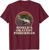 12 Mile Trail World's Okayest Fisherman Funny Novelty Fishing Gift T-Shirt - Burgundy