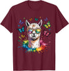 Funny Llama Lover Graphics Cute Llama with Sunglasses Animal Art Graphic Funny Alpaca T-Shirt - Burgundy