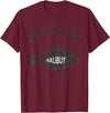 Fishing T Shirt Emporium Just For The Halibut Fish Fisherman Funny Fishing Pun T-Shirt - Burgundy