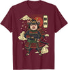 Samurai Pig Anime Japan Pig Samurai Japanese Warrior T-Shirt - Burgundy
