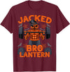 Halloween Muscle BodybuildIng Jack O'Lantern Jacked Bro Lantern Halloween Pumpkin Weightlifting Gym Men T-Shirt - Burgundy