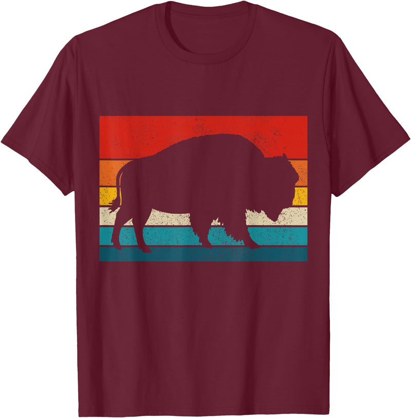 We Love Bison Bison Retro American Buffalo National Park Vintage T-Shirt - Burgundy