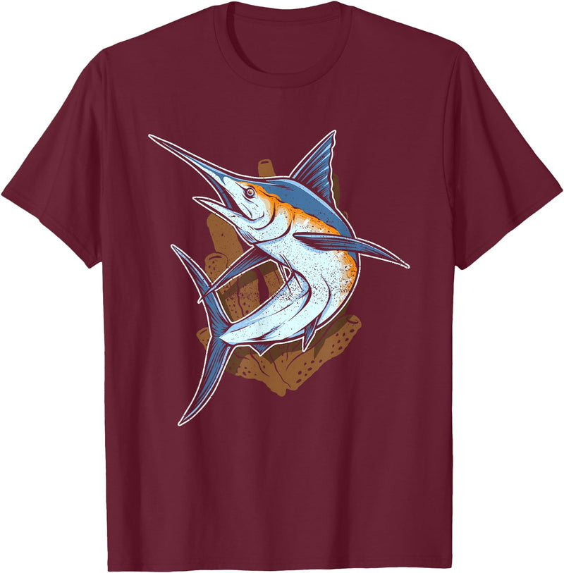 Fish Species Collection Gift Idea Fischerart Biology Swordfish Fish T-Shirt - Burgundy