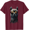 Funny Llama Lover Graphics Funny Alpaca Llama with Sunglasses Animal Graphic T-Shirt - Burgundy