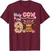 Holy Cow I'm 9 Highland Cow 9th Birthday Holy Cow I'm 9 Highland Cow Farming 9th Birthday 9 Years Old T-Shirt - Burgundy