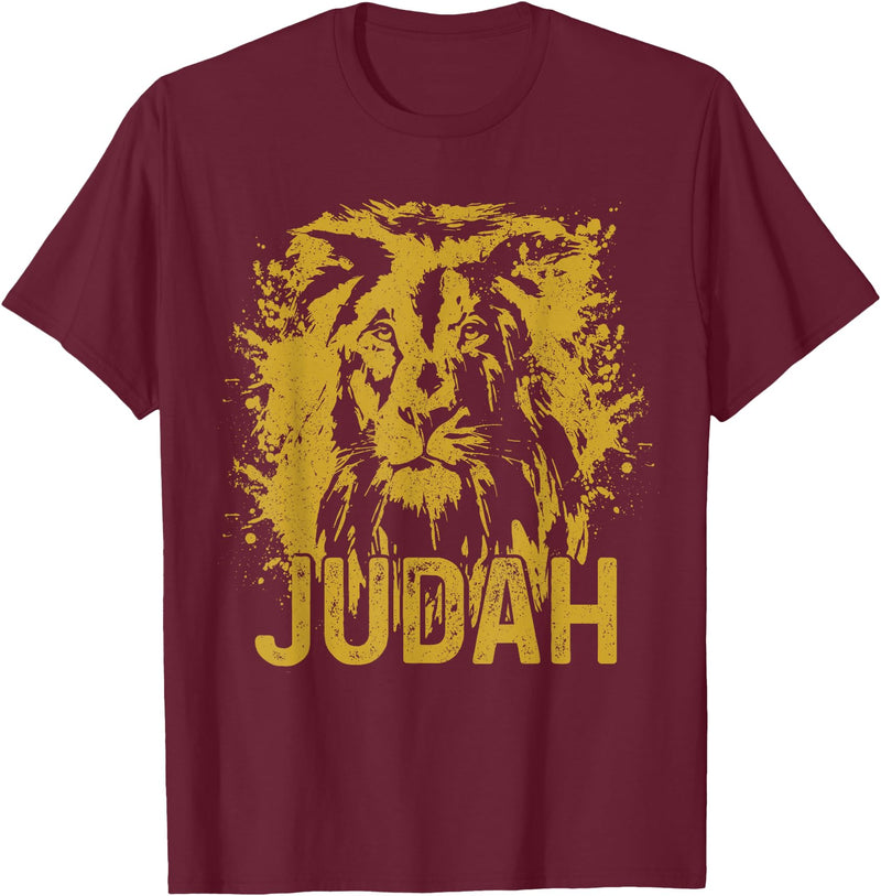 Lion Of Judah Designs Co. Lion Of Judah Rastafari Ethiopia Africa Reggae Lion T-Shirt - Burgundy