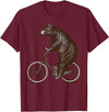 thechicgeek Bear on Bike Cute Grizzly Bicycling T-Shirt - Burgundy