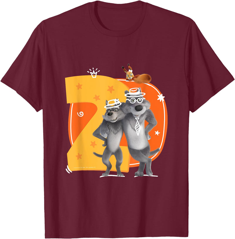 Masha and the Bear Friends. Numbers #2 T-Shirt - Burgundy