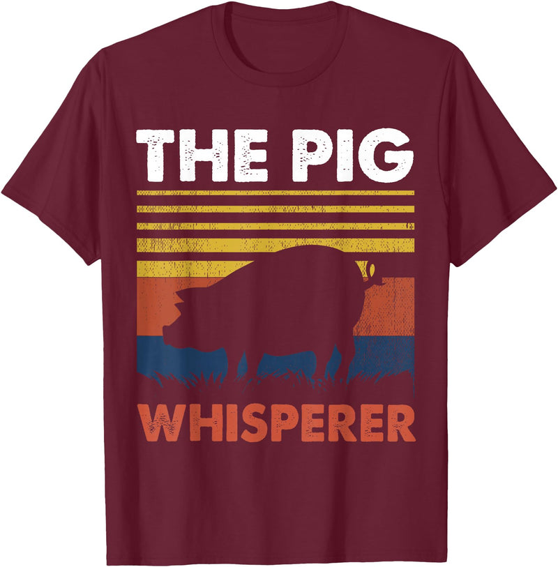 Funny Pig Farm Piggy Farmer Farming Gifts DAIMMER The Pig Whisperer T-Shirt - Burgundy
