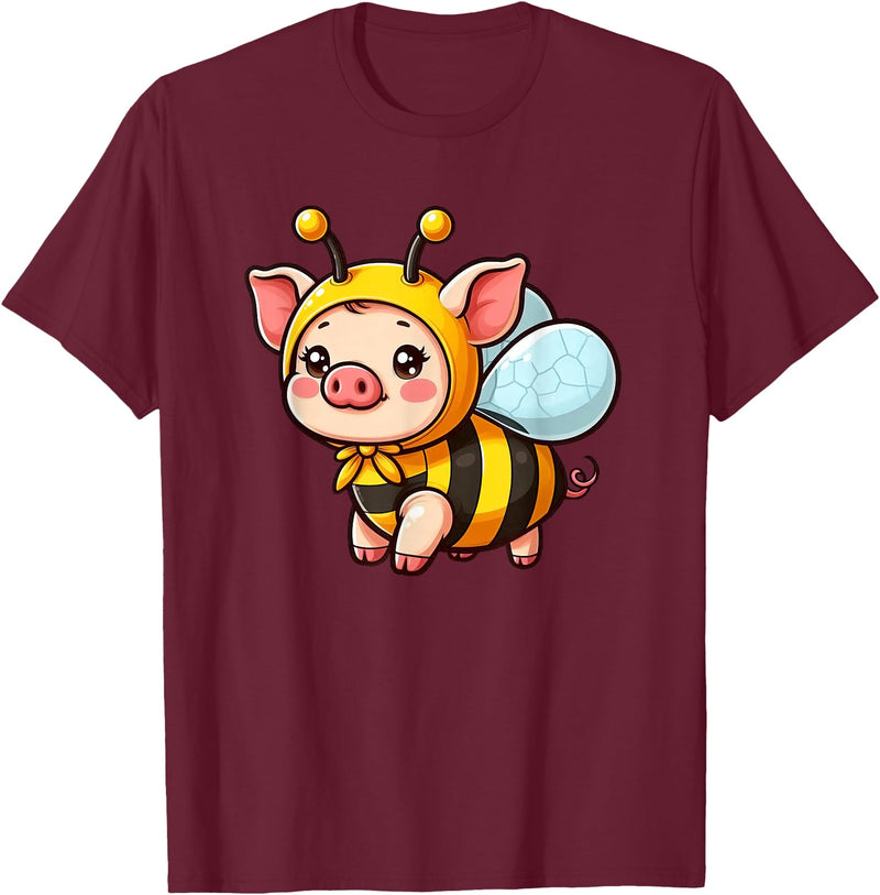 Funny Mini Pig Gifts Mini Pig Bee Pet Funny Animal T-Shirt - Burgundy