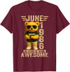 June 1986 40th Birthday Gifts for Men Women 40 Year Old June 1986 Teddy Bear 40th Birthday Men Women T-Shirt - Burgundy