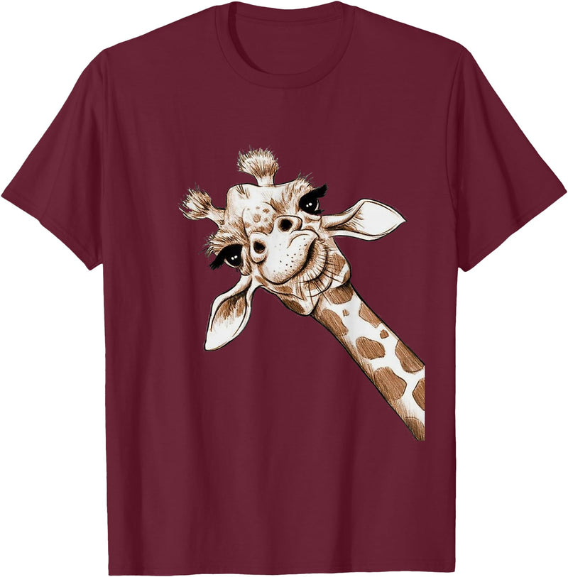 Funny giraffe t-shirt animal love zoo and safari Love Giraffe Women's Wildlife Giraffe Lovers Tee for Children Girls T-Shirt - Burgundy