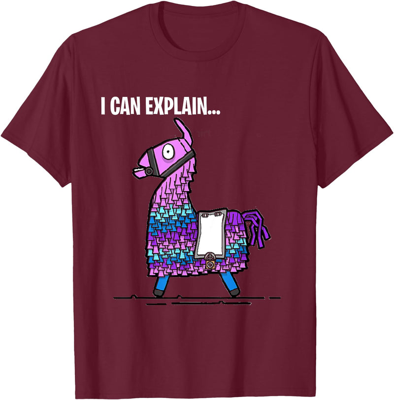 Funny gaming T-Shirts Loot Llama I Can Explain Gaming T-Shirt T-Shirt - Burgundy