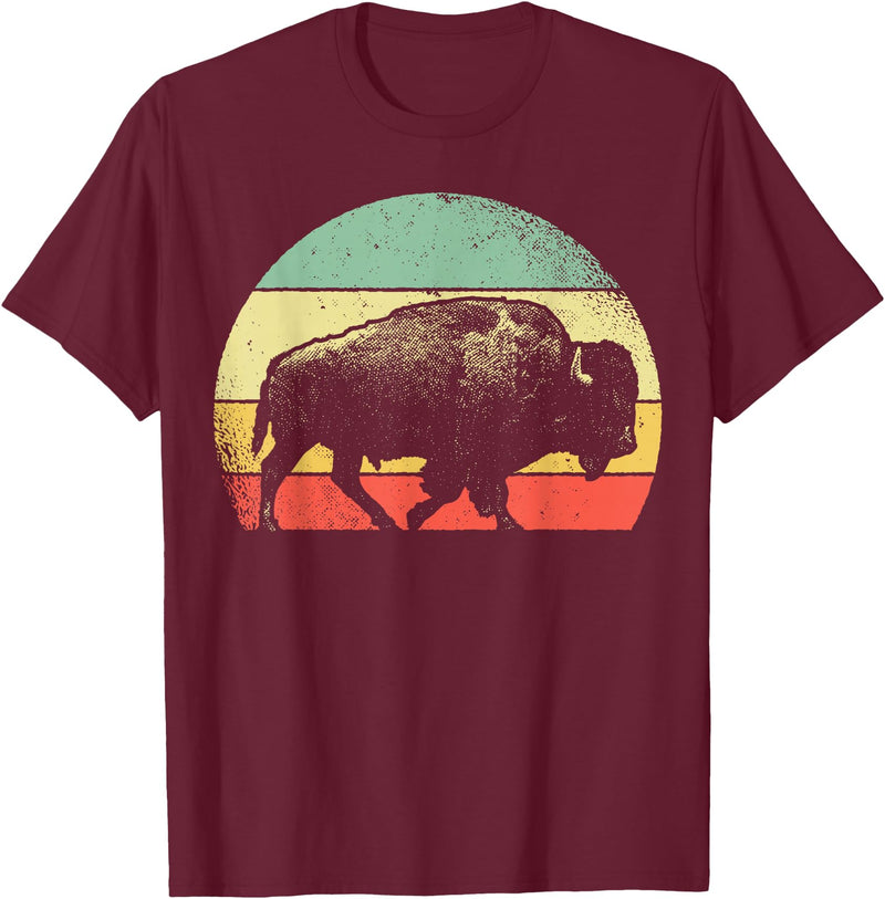 Bison Lover Gifts Wildlife I Bison Natural Reserve Vintage Buffalo Graphic Crew Neck Short Sleeve Regular Fit T-Shirt -