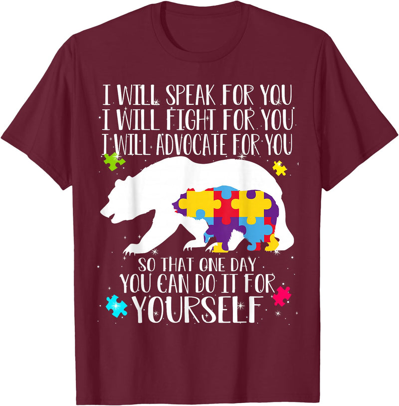 Mama Papa Bear Shirt Autism Awareness Shirt For Women Men T-Shirt - Burgundy