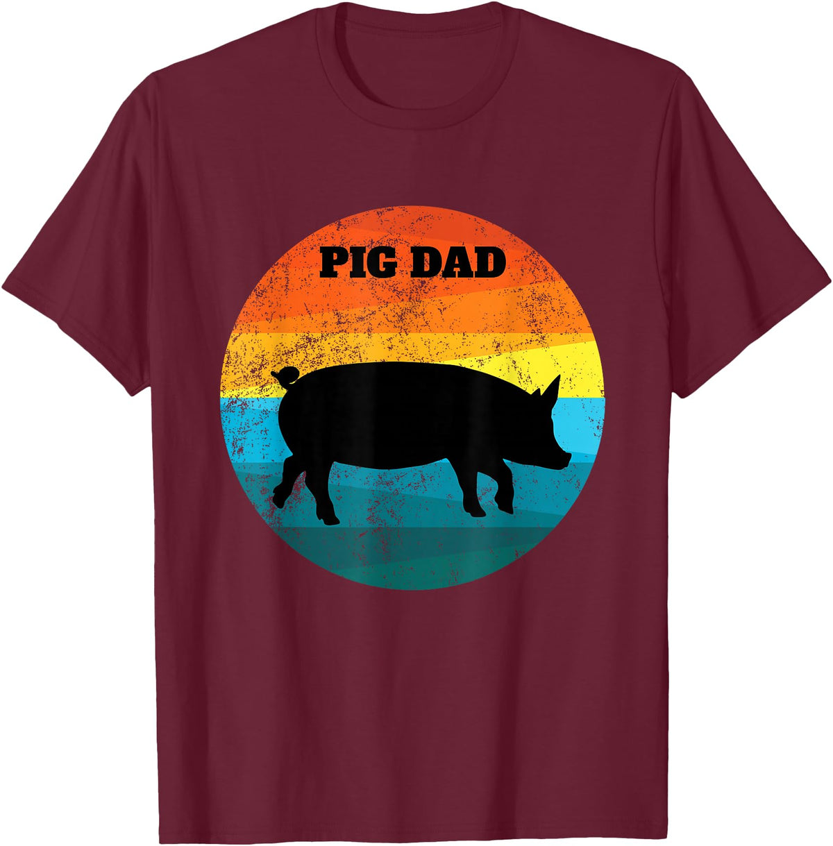 Cute Pot Belly Bellied Pig Owner Farmer PIG Lover Pot Belly PIG DAD Vintage Retro Men Women Kids Teen Tee Gift T-Shirt - Burgundy