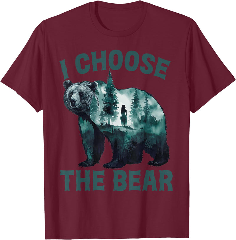I choose the bear Apparel I choose the bear Shirt 2024 Bear In The Camp Trending T-Shirt - Burgundy