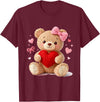 Cute Crochet Valentine Love Art Studio Be My Valentine Cute Crochet Yarn Teddy Bear Love T-Shirt - Burgundy