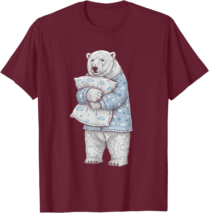 Sleeping & Napping Funny Designs For Nap Lovers Funny Sleepy Polar Bear Pajama Women Men Kids Boys And Girls T-Shirt - Burgundy
