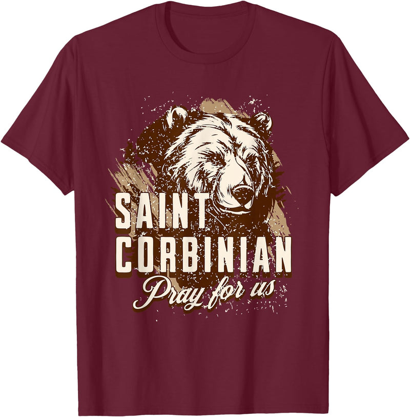 Happy Catholics St Corbinian German Saints German Catholic Bear T-Shirt - Burgundy